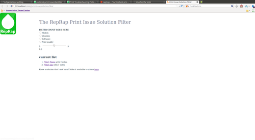Screenshot from print issue solution filter front page